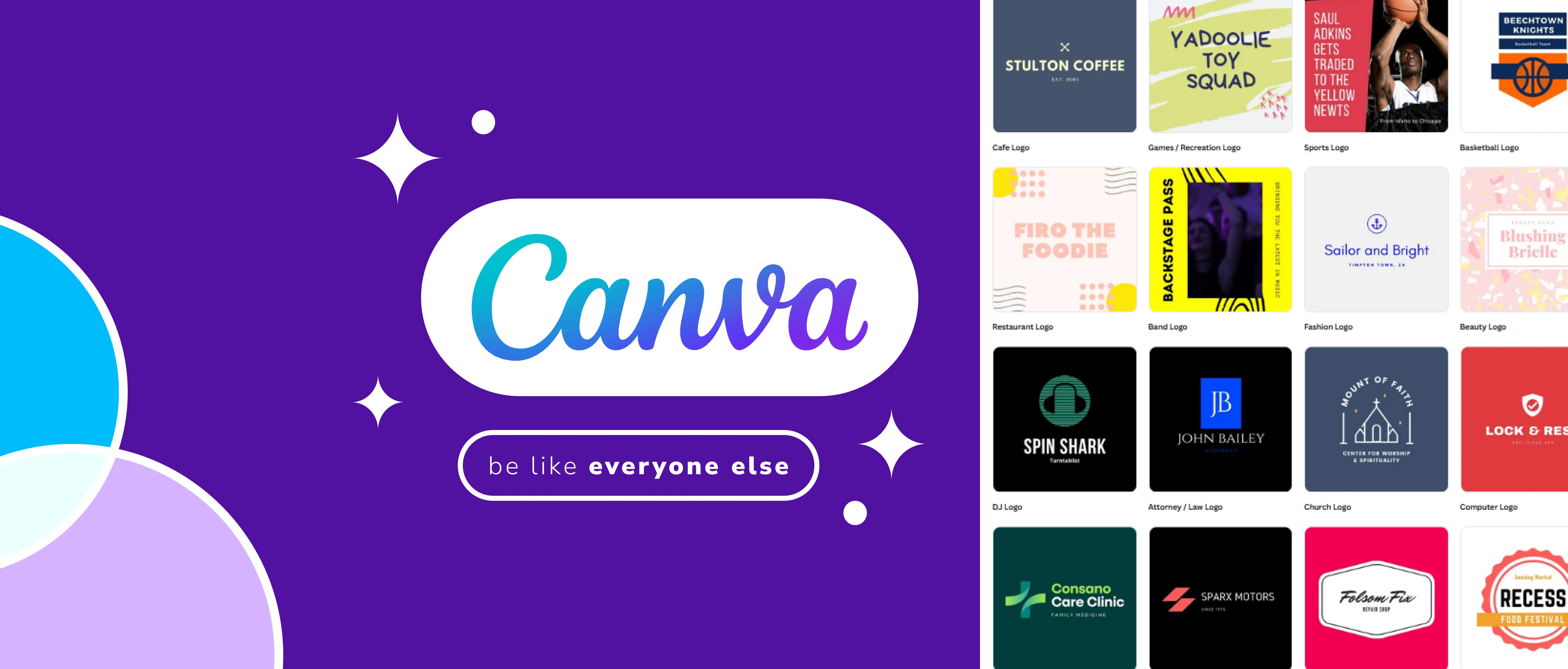 Canva logo, group of logotypes created in Canva